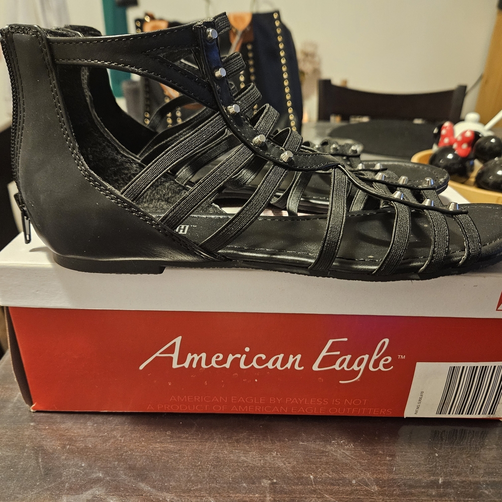 American Eagle Black Gladiator Sandals